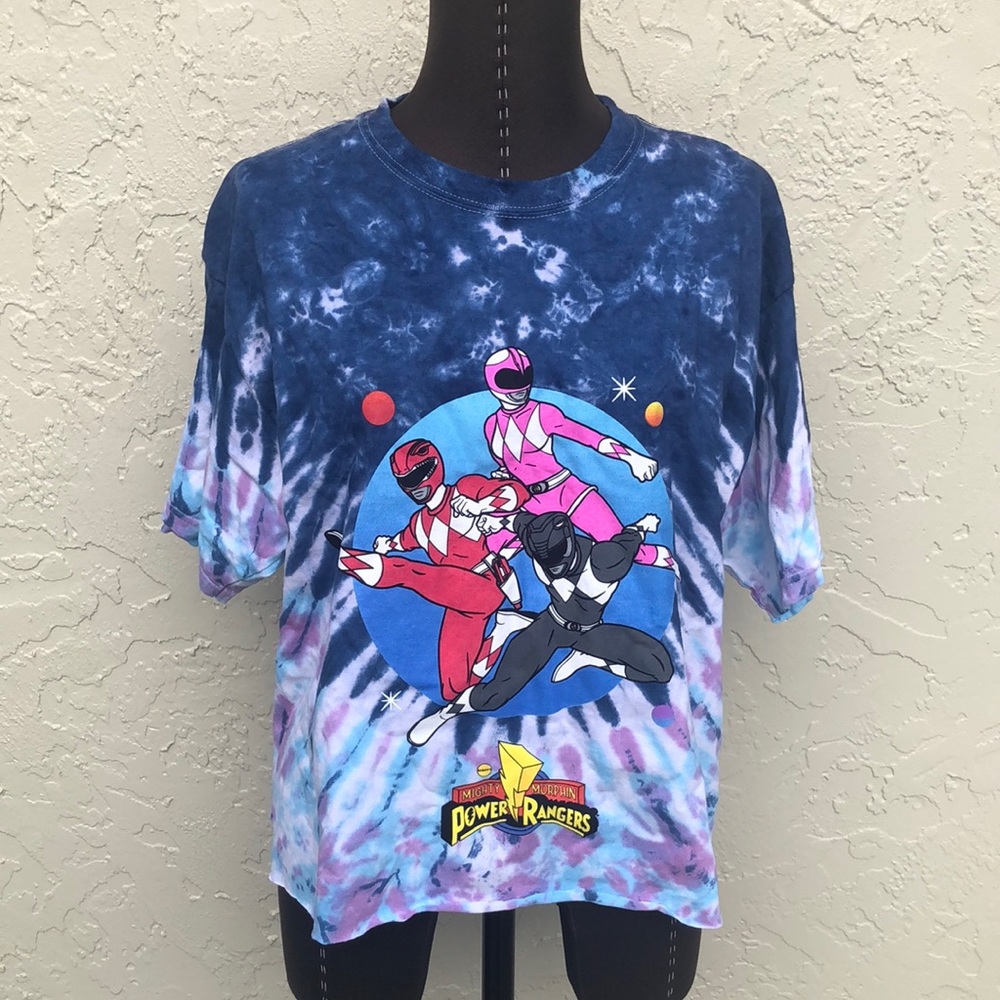 Power Rangers crop tee graphic tie dye cropped t-shirt women’s size large NEW
